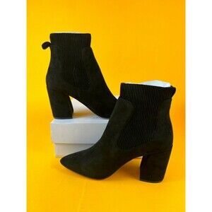 Steven New York Near Booties Ankle Boots Womens 9.5 Black Suede Block Heels NWB